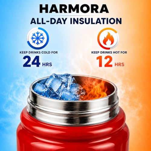 Image of Premium 1 Litre Vacuum Insulated Stainless Steel Water Bottle | SUS 316 Food Grade Steel | Hot 12 Hrs & Cold 24 Hrs | Leakproof, BPA Free | Wide Mouth with Steel Filter (RED)