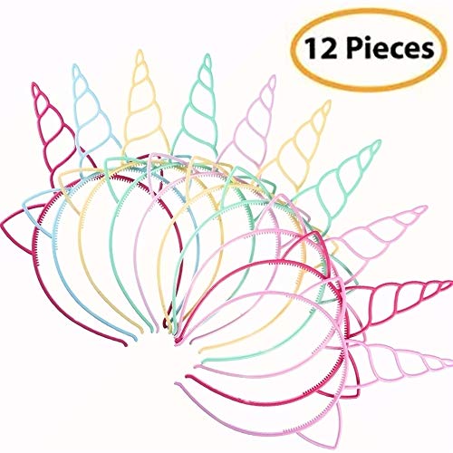 12 Pack Plastic Unicorn Headbands for Girls Teens Toddlers Children Party Hairbands