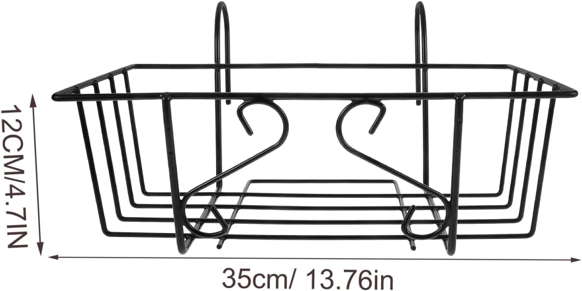 Cabilock 2Pcs Balcony Hanging Railing Planter Basket Flower Pot Holder Plant Iron Racks Fence Metal Potted Stand Mounted Rectangular Plant Baskets Shelf for Fence