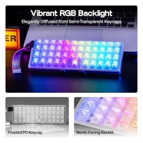 Image of EPOMAKER Luma40 Low Profile Mechanical Keyboard with QMK /VIA & CNC Metal, Transparent PC Keycap, Hot-Swap, Kailh Linear Switch, 2.4Ghz /BT /USB, 40% Wireless Gaming Keyboard for Mac /Win
