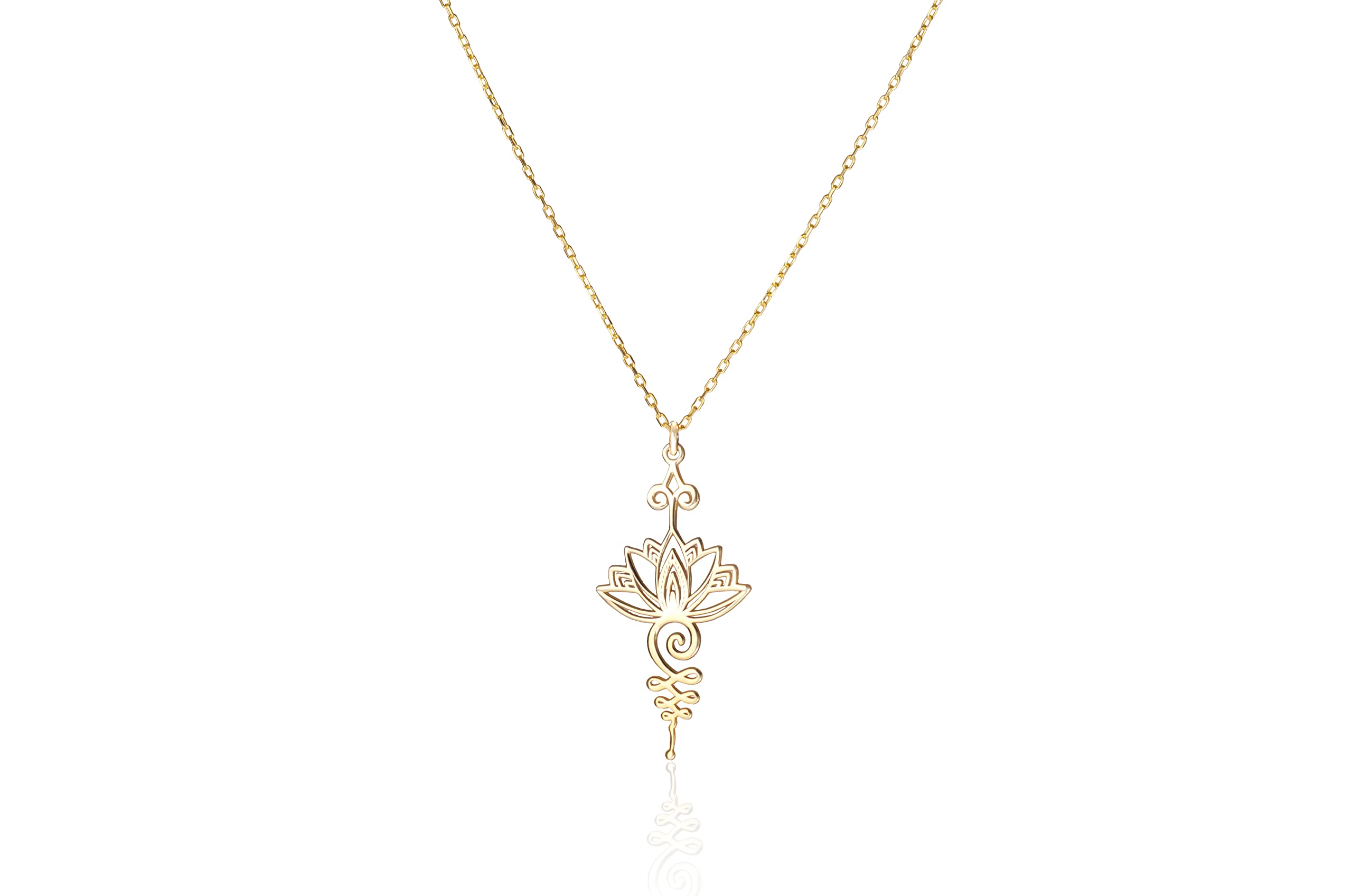 DKMN GÜMÜŞLotus Unalome Necklace - 925 Sterling Silver Lotus Flower Unalome Necklace - Yoga Jewelry - Chakra Necklace - Spiritual Symbol Charm