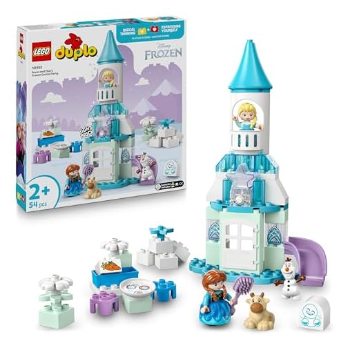 LEGO DUPLO│Disney Anna and Elsa's Frozen Castle Party - Educational Toy with 5 Figures Incl. Olaf & Baby Sven, plus a Light Brick - Gift for 2+ Year Old Toddlers, Girls & Boys - 10455