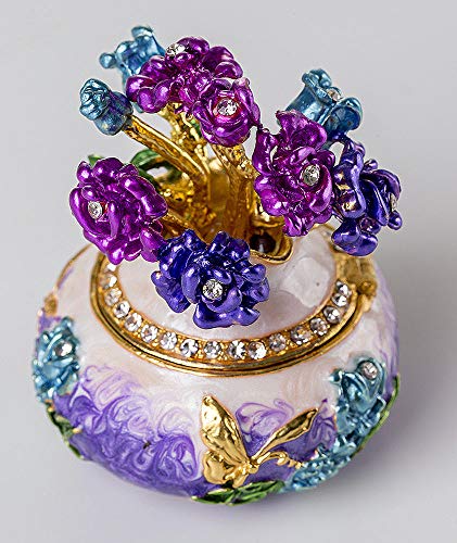 Sevenbees Hand Painted Rose Flower Figurine Jewelry Trinket Box #TOP3