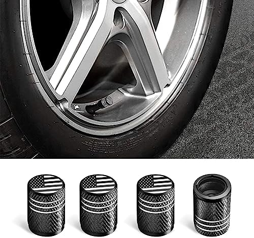 4PCS Aluminum Alloy Tire Valve Stem Caps - Leak-Proof Valve Cover, Universal Fit For Car, Truck, Motorcycle, SUV, Bike (Black)