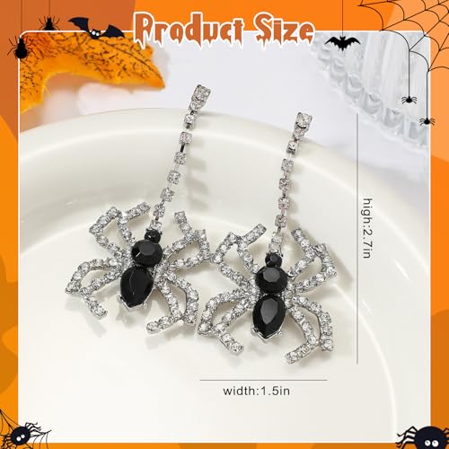 Spider Dangle Earrings for Women, Halloween Gothic Horror Jewelry, Spider Web Drop Earrings for Costume Party, Cosplay, Witch, Vampire Accessories3