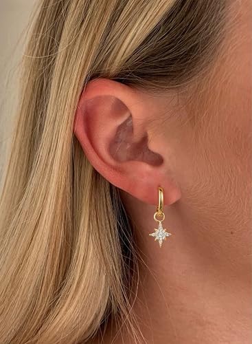 Pearl Earrings for Women - Dainty Gold Earrings Trendy 14K Gold Plated Freshwater Pearl Dangle Hoop Stud Earrings for Women Wedding Jewelry Gift for Women