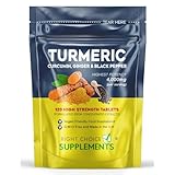 Turmeric, Ginger & Black Pepper 4000 mg Tablets (per Serving), High Strength Curcumin Supplements, Vegan and Gluten Free, UK Made, 120 Count
