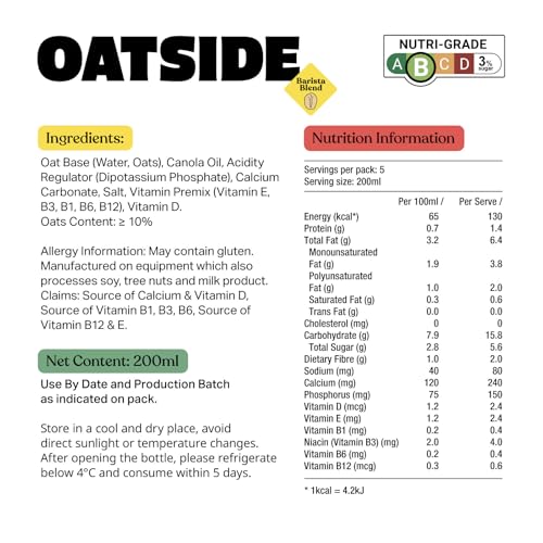 Image of Oatside Oat Milk Barista Blend, No Added Sugar 100% Plant Based Beverage, 33.81 fl oz ℮ 1 l (Pack of 3)