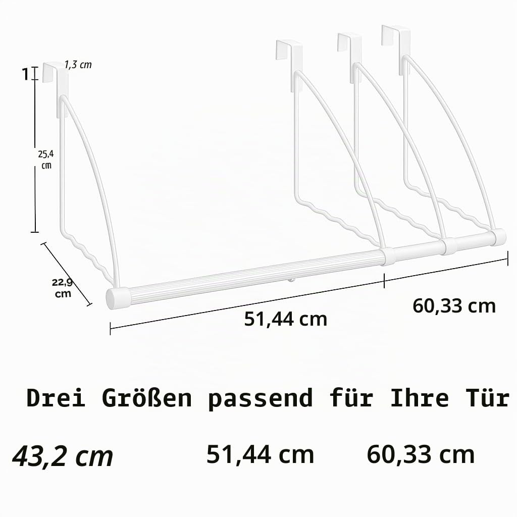 HOLDN’ STORAGE Türhaken Türgarderobe Kleiderbügel für Kleidung Badezimmer Türhaken zum Aufhängen von Kleidung & Handtüchern über der Tür Wäscheständer Weiß