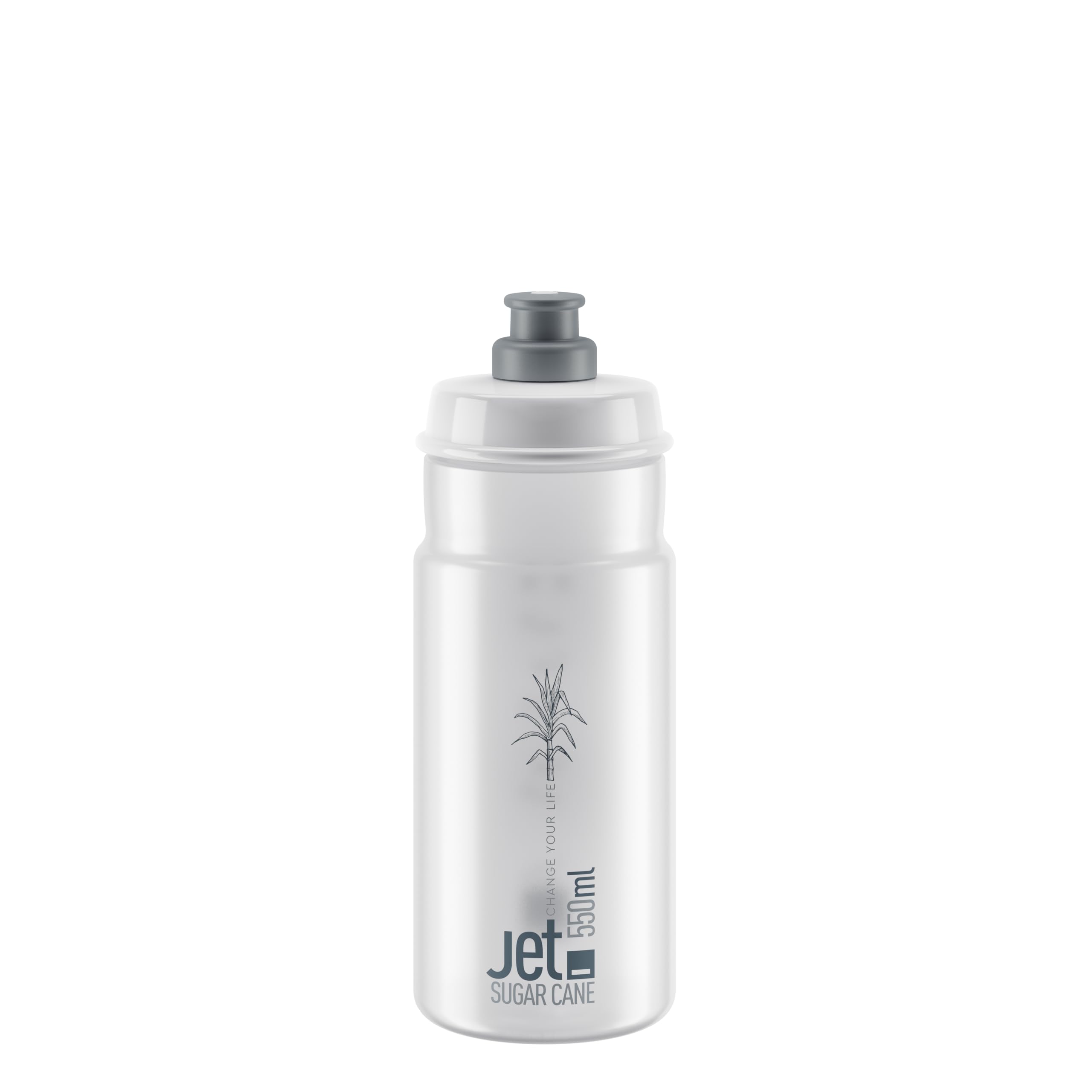 ELITE Jet Green Eco Water Bottle Clear Grey Logo – Sustainable Cycling Bottle Made from Sugarcane Bioplastic – Lightweight & BPA-Free – 550ml – For Road Bike, MTB & Gravel Cycling