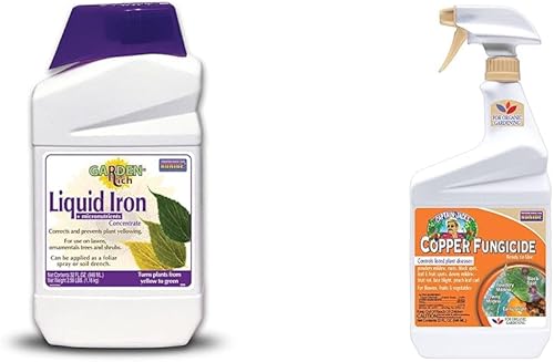 Bonide 299 Concentrado de fertilizante complejo de hierro líquido, 32 onzas, cantidad 1 y fungicida de cobre del Capitán Jack's, spray listo para