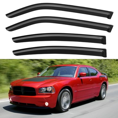 Image of Window Visors Rain Guards for 2006 2007 2008 2009 2010 Dodge Charger, Out-Channel Window Vent Wind Deflectors Visors Shades for 06-10 Charger