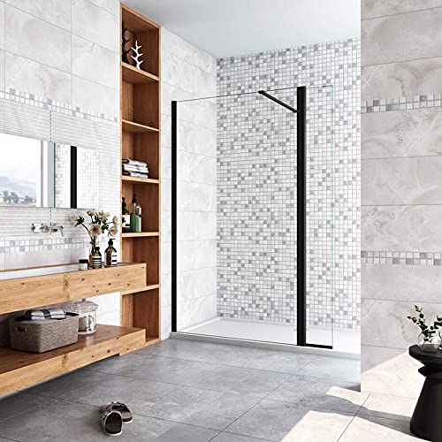 AICA paroi de douche 70x40x200cm paroi de douche à l'italienne avec un retour pivotant 40cm en 8mm verre anticalcaire avec un cadre noir
