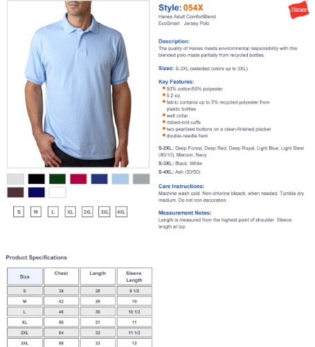 Hanes 054X - Blended Jersey Sport Shirt3