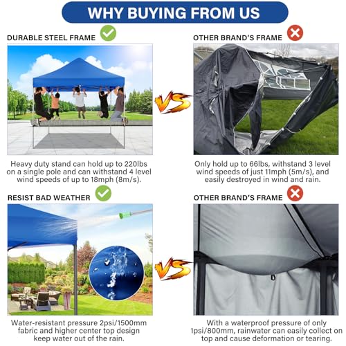Image of COBIZI 10x15 Heavy Duty Pop Up Canopy Tent with 4 Sidewalls, Uranus