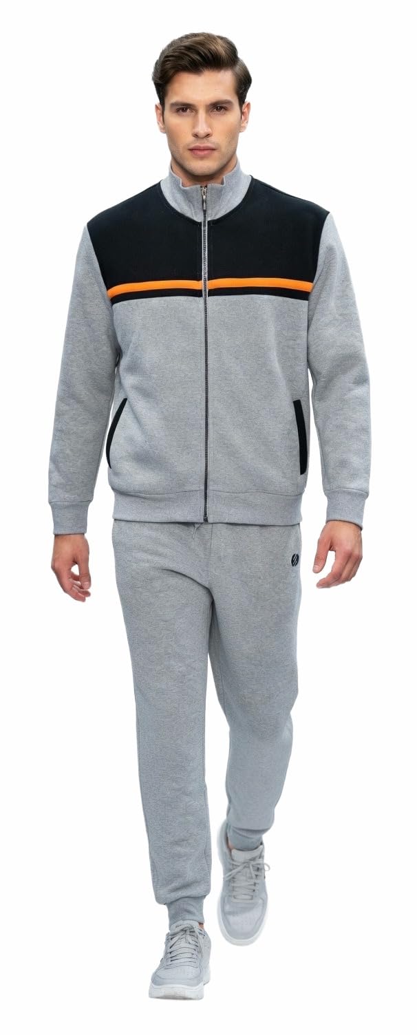 Nottingham Chándal de invierno para hombre, confeccionado en sudadera de algodón Garzato, traje de hombre completo deportivo para ocio y deporte, 39286 Gris, M