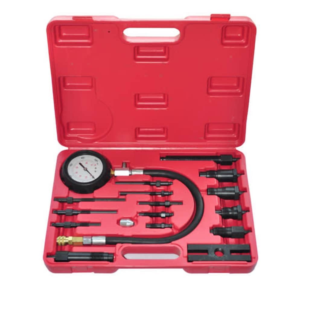 vidaXL Tester di Compressione Set 17 pz per Motori Diesel Manometro Pressione