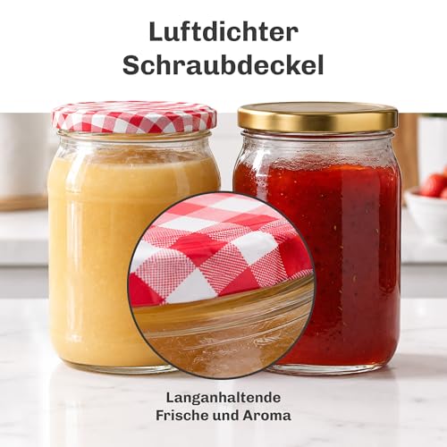 Blumixx Einmachgläser mit Schraubdeckel 24er Pack Einmachglas mit Deckel in Weiß - 540ml Fassungsvermögen - Ideal für Erntezeit… – Ansicht 6