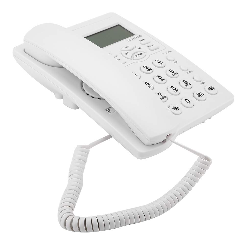 Garsent Schnurgebundes Telefon, DTMF/FSK Systeme Tisch Schnurtelefone mit Anrufe ID Display für Büro Zuhause(weiß)