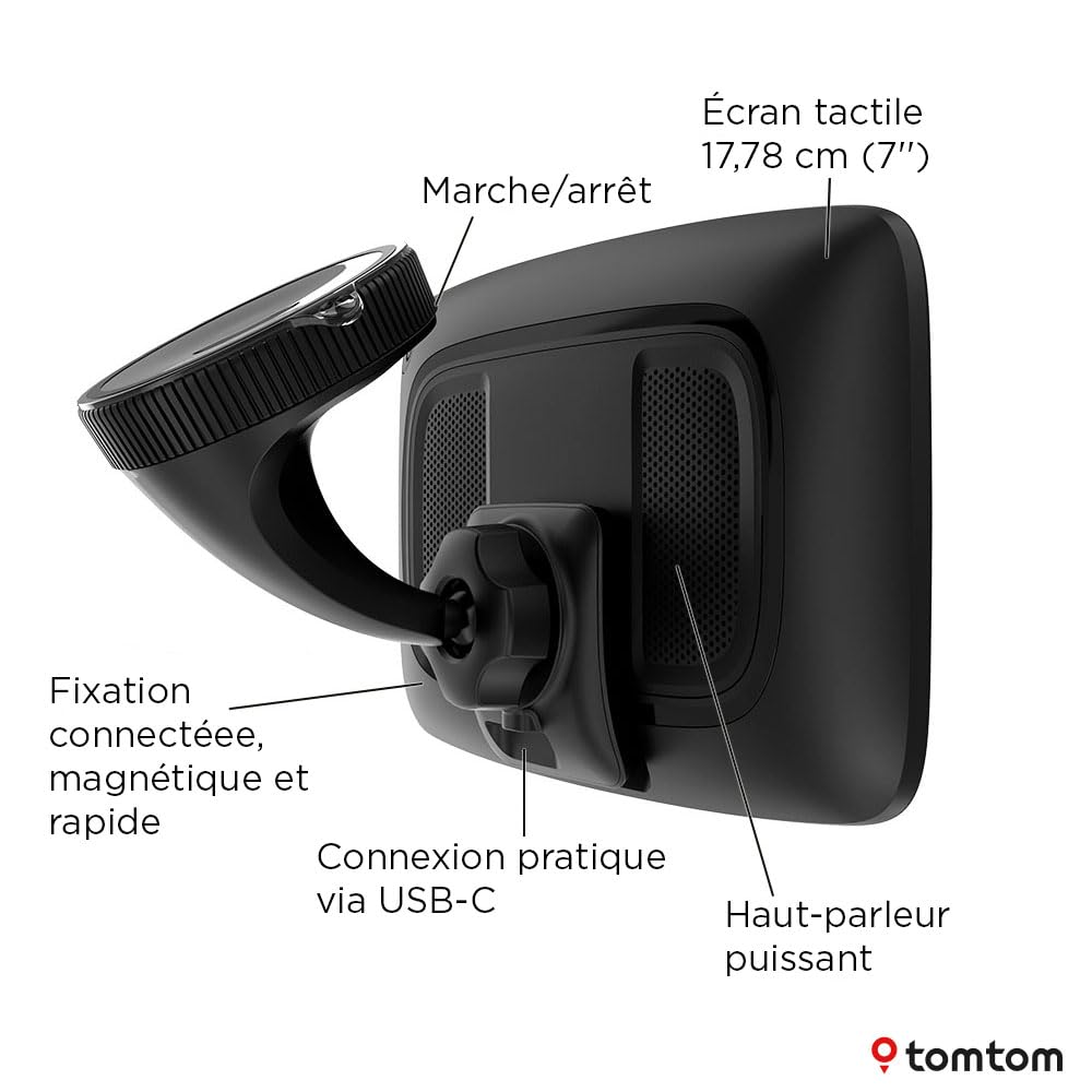 TomTom GPS GO Camper Max 2ème gnt. pour Camping-Car et caravanes, écran 7" avec Poi dédiés, MàJ Via Wi-FI,TomTom Traffic, Alertes des Zones de Danger, Cartes Monde, ZFE, mémorisation des profils