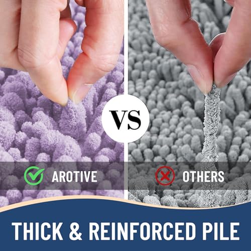 Image of Arotive Luxury Bathroom Ruuner Rugs 47x24, Extra Soft Thick Absorbent Shaggy Chenille Bath Rugs, Machine Wash Dry, Bath Mats for Bathroom Floor, Tub and Shower, Home Decor Accessories, Light Purple