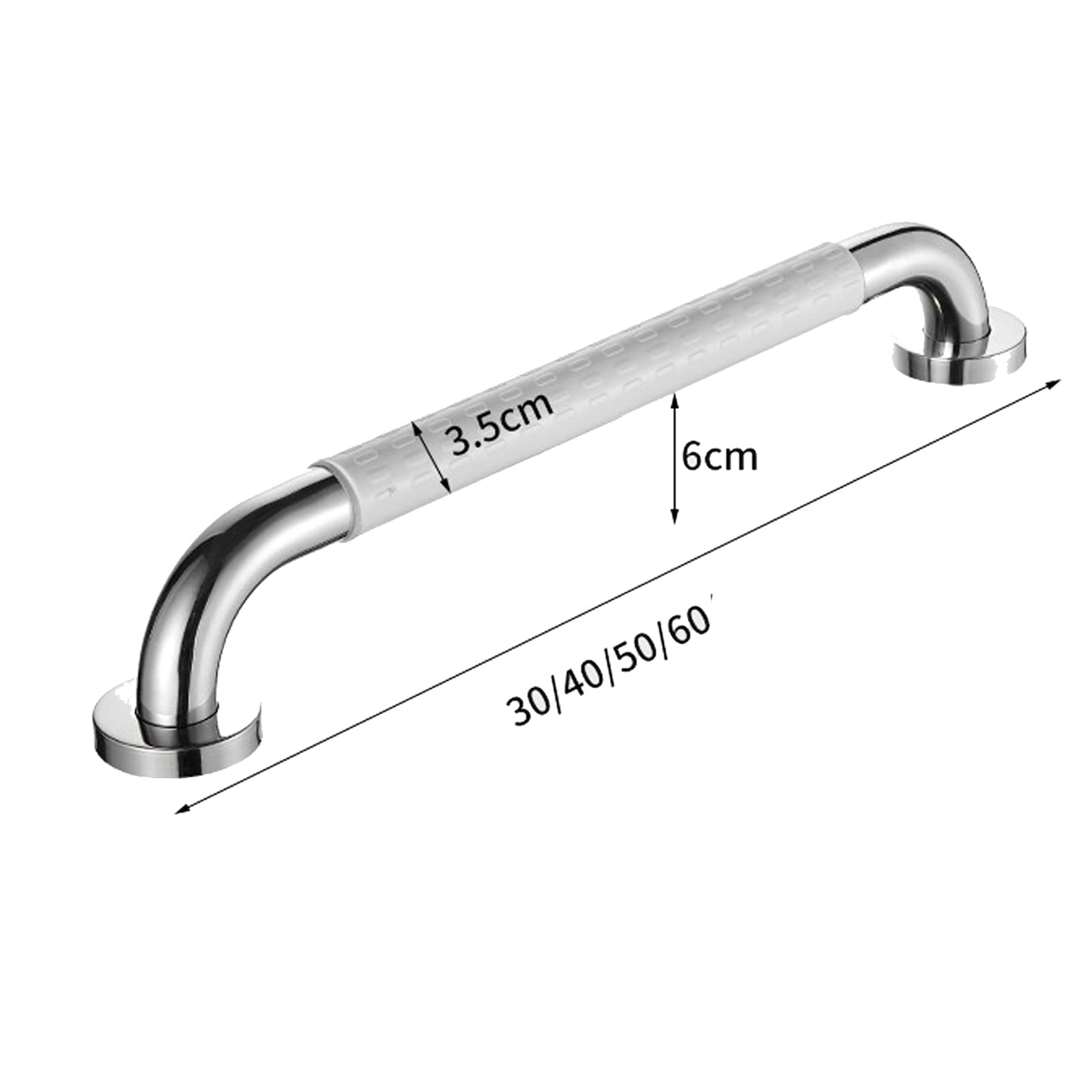 Asa De Seguridad para Baño, Antideslizante Manija de la Ducha, Montaje en Pared Pasamanos WC, Asidero Baño para Ancianos, minusválidos, Niños,White-60cm/24in