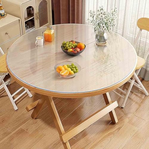 Protezione per tavolo rotondo in PVC trasparente, impermeabile, 2 mm di spessore (145 cm), facile da pulire, resistente tovaglia per la protezione della sala da pranzo