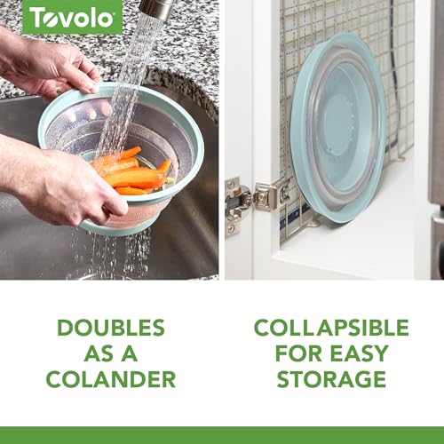 Image of Tovolo Microwave Plate Cover Small in Blue Haze Collapsible Vented Silicone Microwave Splatter Cover, Dishwasher Safe 8 Inch Plate Cover BPA Free Food Guard