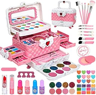 Kids Makeup Sets for Girls, 55pcs Real Washable Childrens Make Up Set Girls Toys, Girls Make Up Kids Toys Christmas Birthday Gifts for 4 5 6 7 8 9 10 Year Old Girls