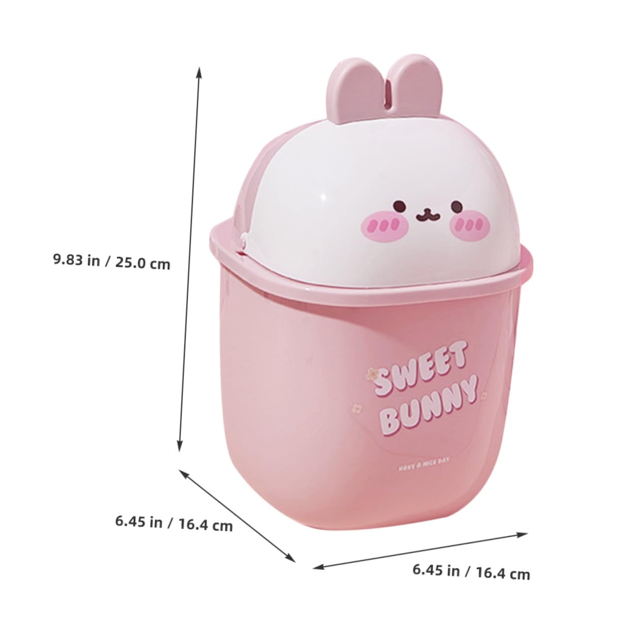 Outanaya Kleiner Schreibtisch Mülleimer aus Pp mit Flip Top Deckel, Rosa