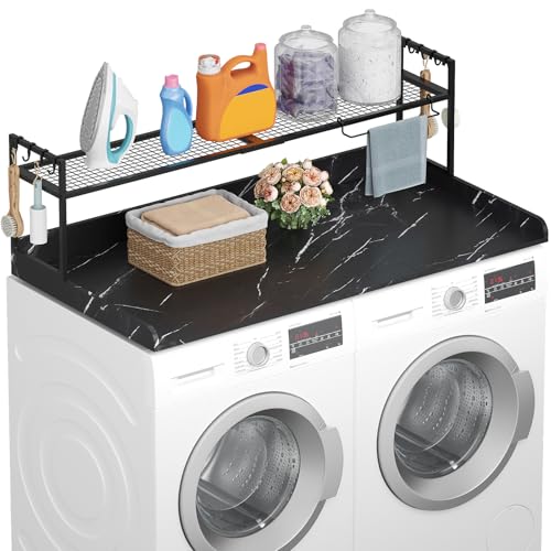 Image of Lifewit Washer Dryer Countertop with Shelf, Black Marble, 54''x 27.5''