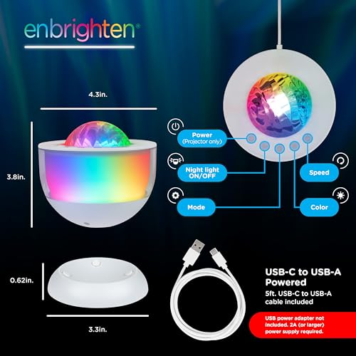 Enbrighten Galaxy Projector Night Light for Kids Room Decor LED Lights for Bedroom Ambient Lighting Nursery Game Room by Enbrighten - Used condition - Image 6