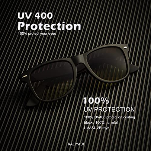 Image of KALIYADI Polarized Sunglasses for Men and Women Matte Finish Sun glasses Color Mirror Lens UV Blocking (3 Pack)