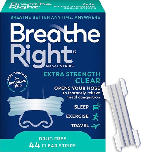 Breathe Right Nasal Strips, Extra Strength, Nasal Congestion, Clear, 44ct