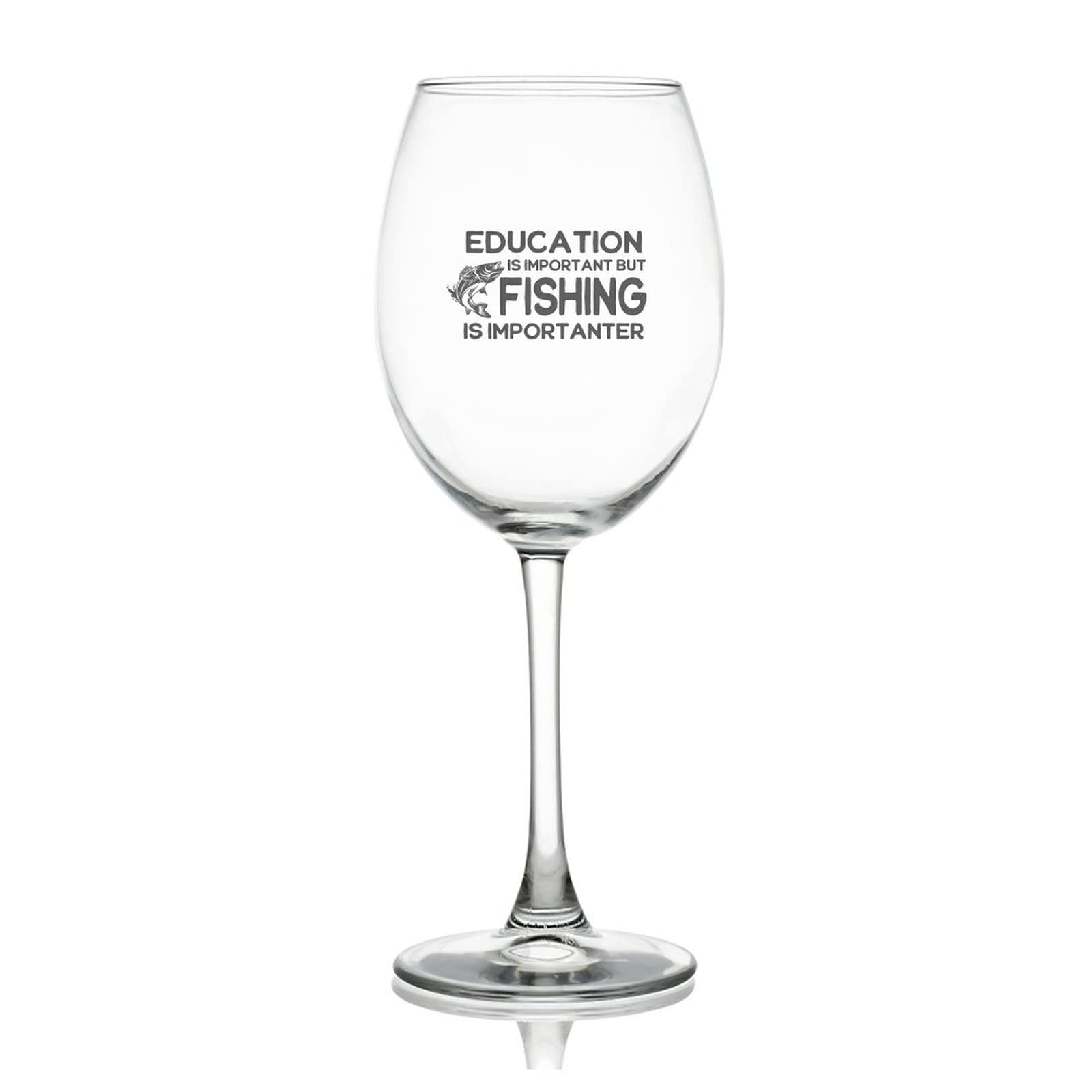 Verre à vin rouge transparent cristal gravé cadeau pêche