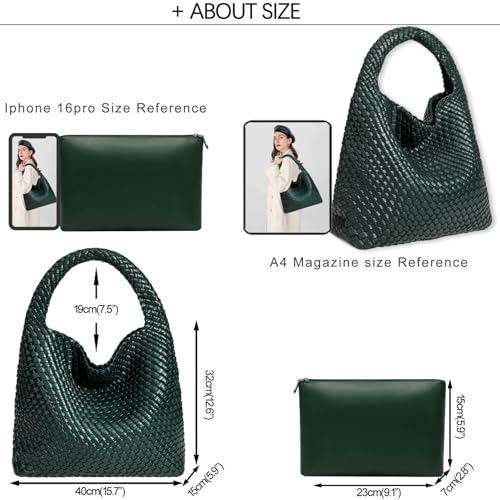 Image of JINMANXUE Woven Tote Bag for Women, Fashion Hobo Handbag, Travel Top-handle Shoulder Bag, Beach Underarm Bag with Purse