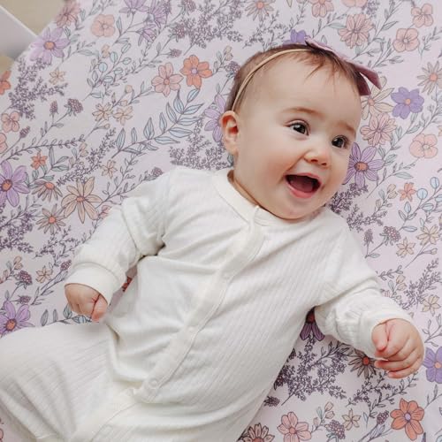 Image of Premium Fitted Knit Crib Sheet /Toddler Sheet Flora by Copper Pearl