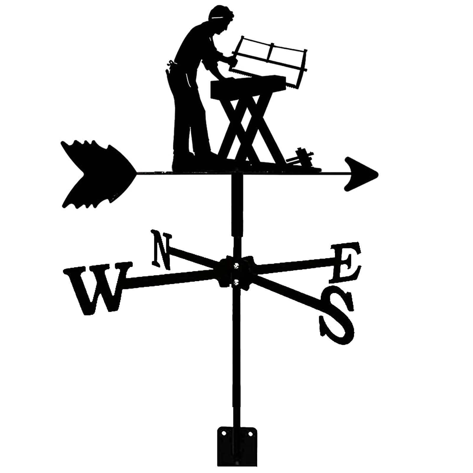 TAXXII Metal Outdoor courtyard weather vane wrought iron Iron Wind Vane Stainless Steel Yard Weather Direction Indicator Black weathercock Measuring Tool