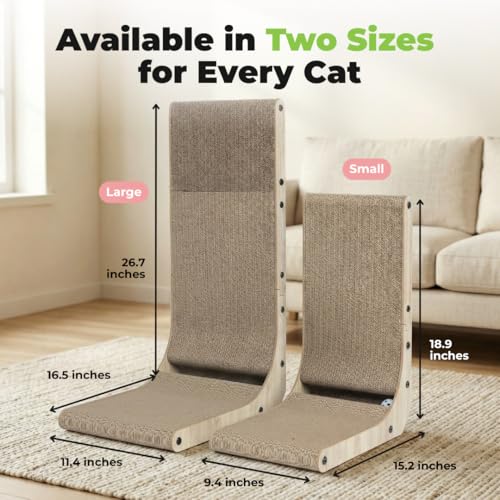 Image of Best Pet Supplies Catify Cat Scratcher, Fun Interactive Scratchers, Posts, Poles, Claw Safe, Furniture Saver Indoor Play Support Natural Cat Behaviors Heavy Duty - L-Shape - H: 19 inch
