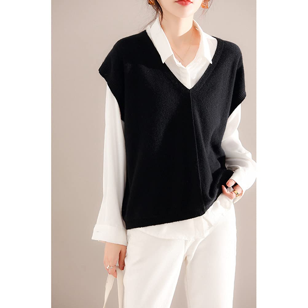 Femme Gilet en Cachemire pour Col V sans Manches Gilet Pulls sans Manche