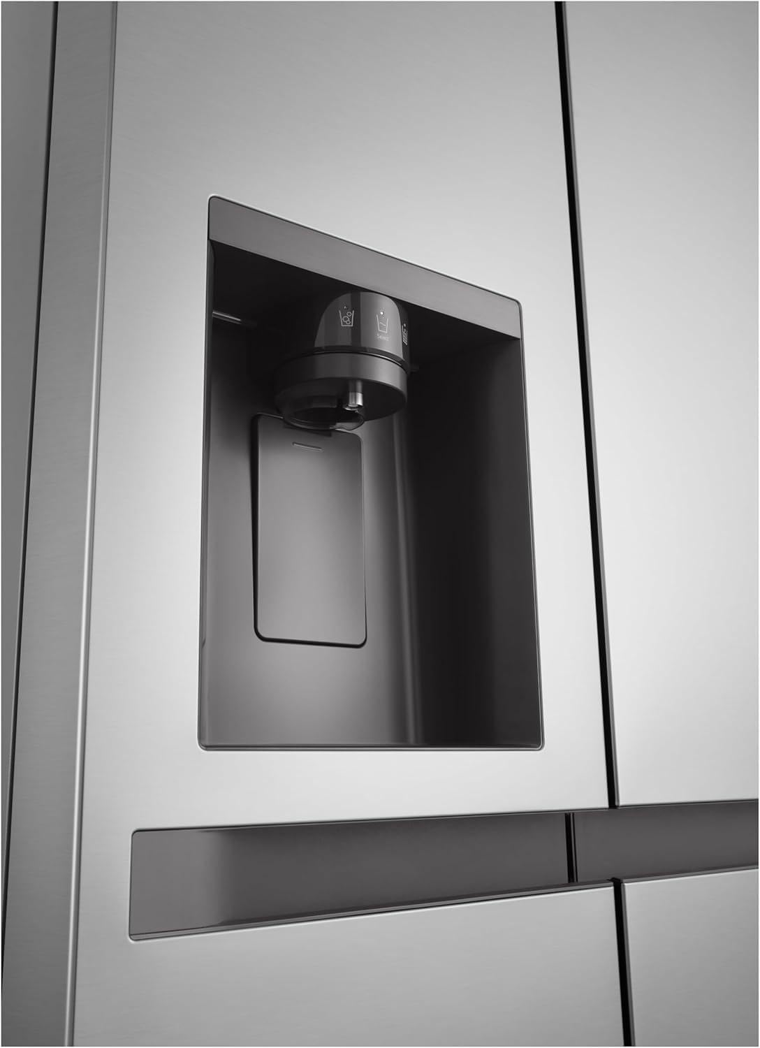 LG GSLC41PYPE, Klasse E, Side by Side Kühlschrank, Total No Frost, Eis-, Crushed Ice- und Wasserspender, Wassertank, LINEARCooling - Prime Silver