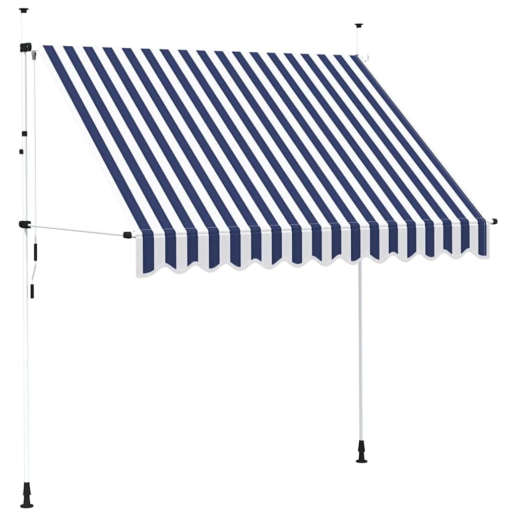 vidaXL Toldo Manual Retráctil 250 cm Azul y Blanco Parasol Sombrilla Cubierta