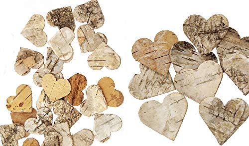 Pack of 200 Birch Hearts 2.5 cm + 80 Birch Hearts 4 cm Birch Bark Hearts Birch Bark Decorative Hearts Table Decoration Scatter Hearts Wood