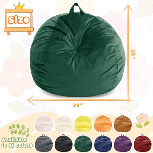 Image of Bean Bag Chairs for Kids - 2.5FT Round Memory Foam Furniture BeanBag Chair - Kids /Teens Bean Bag Sofa with Soft Micro Fiber Cover - Fluffy Couch for Playroom Living Room Bedroom, Green