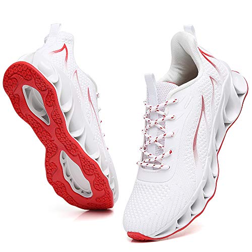 wanhee White Sneakers for Men Slip On Casual Sport Running Shoes Athletic Jogging Tennis Walking Shoes Breathable Fashion Sneaker Gym Runner Trail Workout Exercises Shoes Size 12