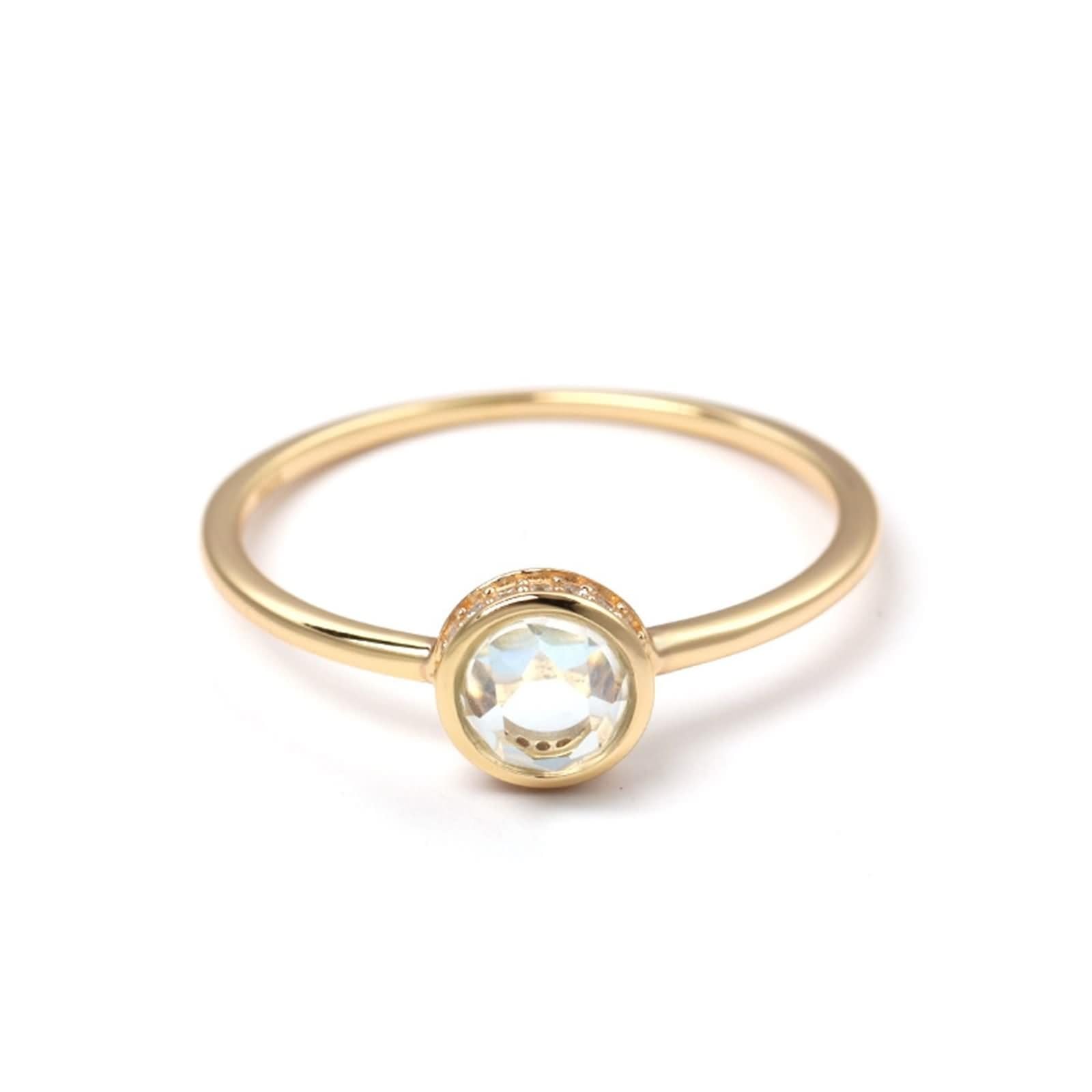 Alianzas Au 375/585/750 oro con topacio azul claro, anillo de compromiso solitario