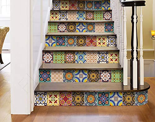 Backsplash Tile Stickers 24 PC Set Authentic Traditional Talavera Tiles Stickersl Bathroom & Kitchen Tile Decals Easy to Apply Just Peel and Stick Home Decor 4x4 Inch (Backslash peel and Stick C400)