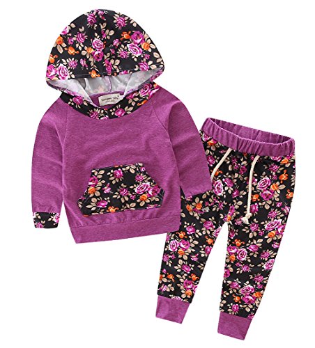 Baby girls floral hoodie+ floral pant set leggings 2 piece outfit…