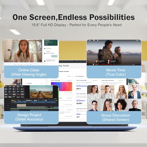 Image of 15.6-Laptop AMD Ryzen 5 (Up to 3.7GHz), 16GB RAM 512GB SSD, FHD Display, Radeon Vega 8 Graphics, 65W Fast Charging, USB3 & Type-C, BT5.0 HD Camera, Win 11 Notebook for Students, Business, Home Office