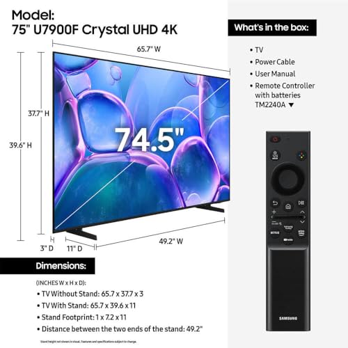 Image of Samsung UN75U7900F 75 inch Class U7900 Series 4K UHD Smart TV (2025)